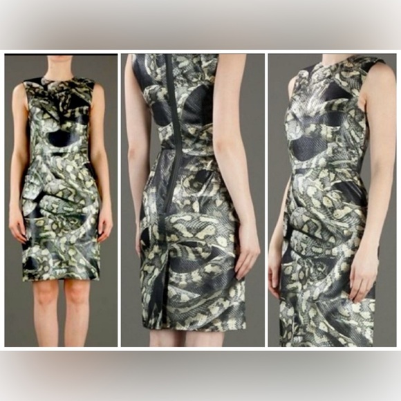 Lanvin Alber Elbaz 2012 Python Snake Sheen Sheath Silk Runway Dress - Size 38 - Picture 16 of 16